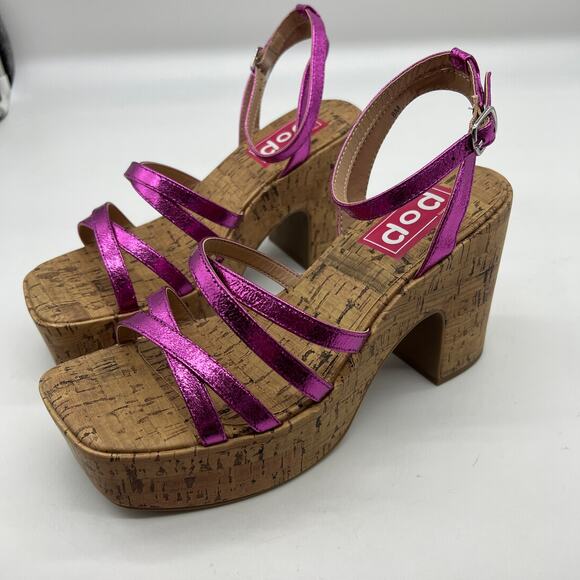 Pop Womens Admission Heeled Sandals Pink Fuschia Size 8M - Picture 7 of 11